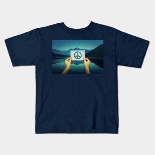 holding peace symbol Kids T-Shirt